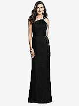 Front View Thumbnail - Black One-Shoulder Twist Metallic Trumpet Gown