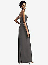 Rear View Thumbnail - Caviar Gray Strapless Chiffon Wide Leg Jumpsuit with Pockets