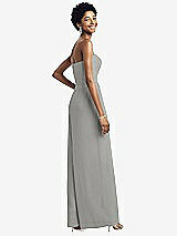 Rear View Thumbnail - Chelsea Gray Strapless Chiffon Wide Leg Jumpsuit with Pockets