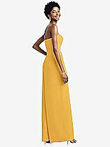 Rear View Thumbnail - NYC Yellow Strapless Chiffon Wide Leg Jumpsuit with Pockets