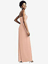 Rear View Thumbnail - Pale Peach Strapless Chiffon Wide Leg Jumpsuit with Pockets