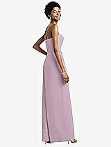 Rear View Thumbnail - Suede Rose Strapless Chiffon Wide Leg Jumpsuit with Pockets