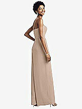 Rear View Thumbnail - Topaz Strapless Chiffon Wide Leg Jumpsuit with Pockets