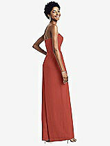 Rear View Thumbnail - Amber Sunset Strapless Chiffon Wide Leg Jumpsuit with Pockets