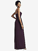 Rear View Thumbnail - Aubergine Strapless Chiffon Wide Leg Jumpsuit with Pockets