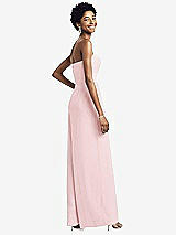 Rear View Thumbnail - Ballet Pink Strapless Chiffon Wide Leg Jumpsuit with Pockets