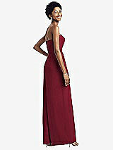 Rear View Thumbnail - Burgundy Strapless Chiffon Wide Leg Jumpsuit with Pockets