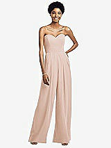 Front View Thumbnail - Cameo Strapless Chiffon Wide Leg Jumpsuit with Pockets