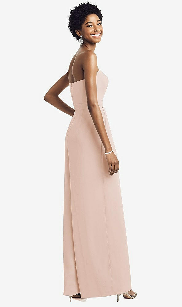 Back View - Cameo Strapless Chiffon Wide Leg Jumpsuit with Pockets