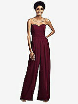 Front View Thumbnail - Cabernet Strapless Chiffon Wide Leg Jumpsuit with Pockets