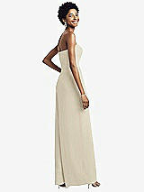 Rear View Thumbnail - Champagne Strapless Chiffon Wide Leg Jumpsuit with Pockets