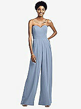 Front View Thumbnail - Cloudy Strapless Chiffon Wide Leg Jumpsuit with Pockets