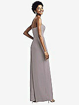 Rear View Thumbnail - Cashmere Gray Strapless Chiffon Wide Leg Jumpsuit with Pockets