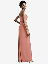 Rear View Thumbnail - Desert Rose Strapless Chiffon Wide Leg Jumpsuit with Pockets