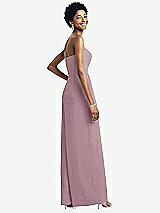 Rear View Thumbnail - Dusty Rose Strapless Chiffon Wide Leg Jumpsuit with Pockets
