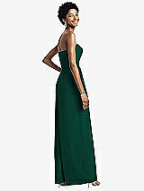 Rear View Thumbnail - Hunter Green Strapless Chiffon Wide Leg Jumpsuit with Pockets