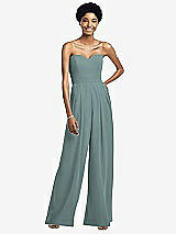 Front View Thumbnail - Icelandic Strapless Chiffon Wide Leg Jumpsuit with Pockets