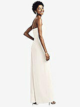 Rear View Thumbnail - Ivory Strapless Chiffon Wide Leg Jumpsuit with Pockets