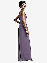 Rear View Thumbnail - Lavender Strapless Chiffon Wide Leg Jumpsuit with Pockets
