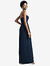 Rear View Thumbnail - Midnight Navy Strapless Chiffon Wide Leg Jumpsuit with Pockets
