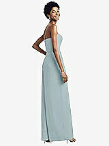 Rear View Thumbnail - Morning Sky Strapless Chiffon Wide Leg Jumpsuit with Pockets