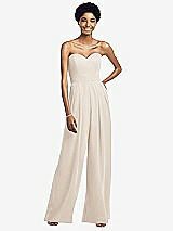 Front View Thumbnail - Oat Strapless Chiffon Wide Leg Jumpsuit with Pockets