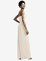 Rear View Thumbnail - Oat Strapless Chiffon Wide Leg Jumpsuit with Pockets