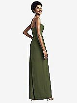 Rear View Thumbnail - Olive Green Strapless Chiffon Wide Leg Jumpsuit with Pockets