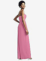 Rear View Thumbnail - Orchid Pink Strapless Chiffon Wide Leg Jumpsuit with Pockets