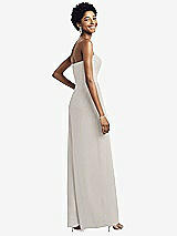 Rear View Thumbnail - Oyster Strapless Chiffon Wide Leg Jumpsuit with Pockets