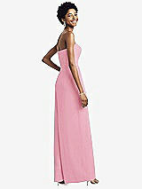 Rear View Thumbnail - Peony Pink Strapless Chiffon Wide Leg Jumpsuit with Pockets