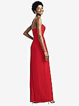 Rear View Thumbnail - Parisian Red Strapless Chiffon Wide Leg Jumpsuit with Pockets