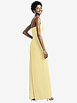 Rear View Thumbnail - Pale Yellow Strapless Chiffon Wide Leg Jumpsuit with Pockets