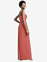 Rear View Thumbnail - Coral Pink Strapless Chiffon Wide Leg Jumpsuit with Pockets