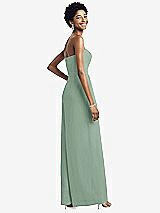 Rear View Thumbnail - Seagrass Strapless Chiffon Wide Leg Jumpsuit with Pockets
