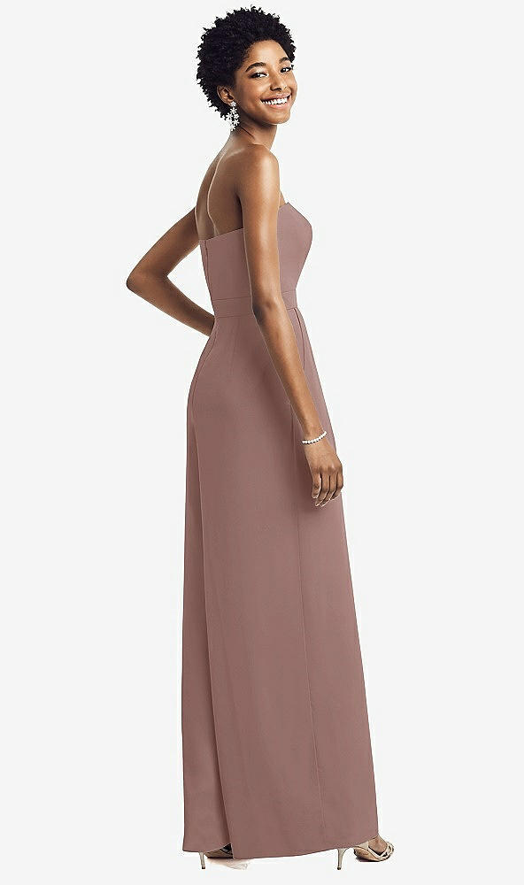 Back View - Sienna Strapless Chiffon Wide Leg Jumpsuit with Pockets