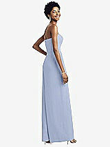 Rear View Thumbnail - Sky Blue Strapless Chiffon Wide Leg Jumpsuit with Pockets