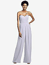 Front View Thumbnail - Silver Dove Strapless Chiffon Wide Leg Jumpsuit with Pockets