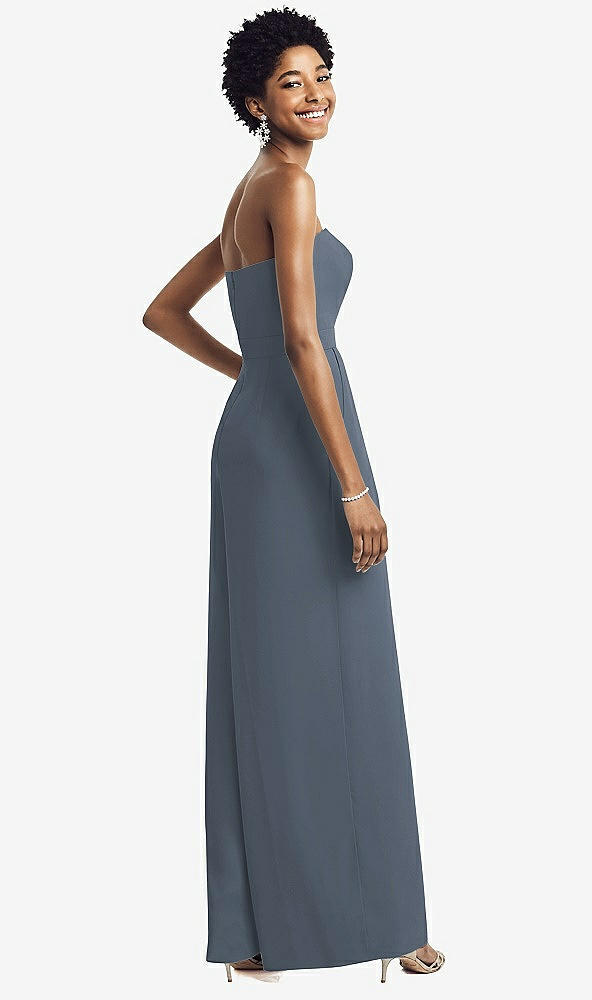 Back View - Silverstone Strapless Chiffon Wide Leg Jumpsuit with Pockets