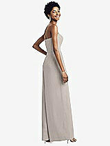 Rear View Thumbnail - Taupe Strapless Chiffon Wide Leg Jumpsuit with Pockets