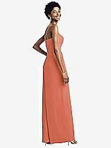 Rear View Thumbnail - Terracotta Copper Strapless Chiffon Wide Leg Jumpsuit with Pockets
