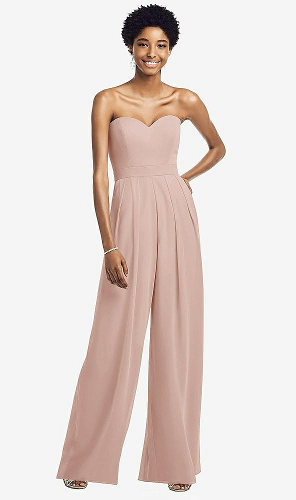 Front View - Toasted Sugar Strapless Chiffon Wide Leg Jumpsuit with Pockets