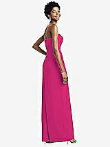 Rear View Thumbnail - Think Pink Strapless Chiffon Wide Leg Jumpsuit with Pockets