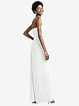 Rear View Thumbnail - White Strapless Chiffon Wide Leg Jumpsuit with Pockets