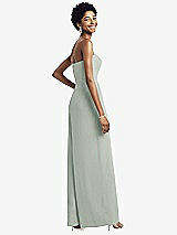 Rear View Thumbnail - Willow Green Strapless Chiffon Wide Leg Jumpsuit with Pockets