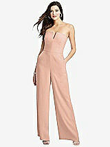 Front View Thumbnail - Pale Peach Strapless Notch Crepe Jumpsuit with Pockets