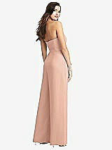 Rear View Thumbnail - Pale Peach Strapless Notch Crepe Jumpsuit with Pockets