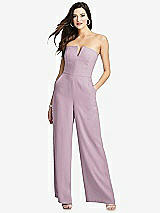 Front View Thumbnail - Suede Rose Strapless Notch Crepe Jumpsuit with Pockets