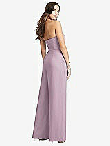 Rear View Thumbnail - Suede Rose Strapless Notch Crepe Jumpsuit with Pockets