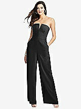 Front View Thumbnail - Black Strapless Notch Crepe Jumpsuit with Pockets
